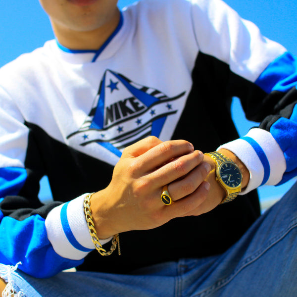 Nike Style Gold Swoosh Signet Ring